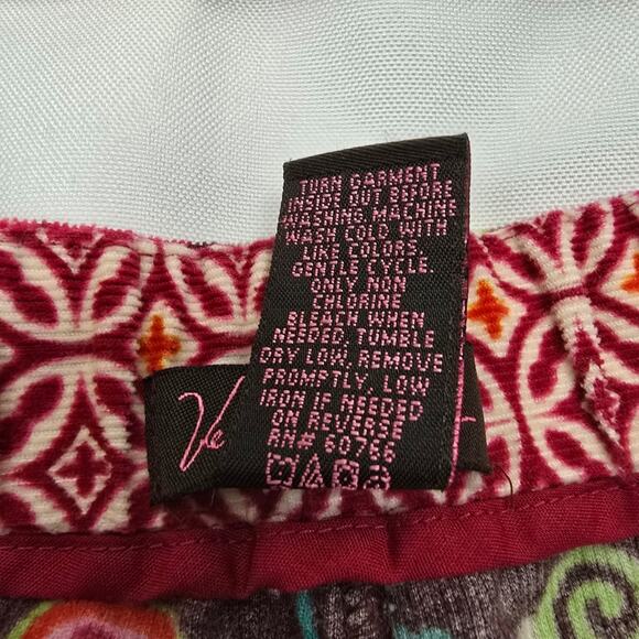 Vera Bradly Floral Corduroy Lightweight Lounge Pants Brown Pink Straight Leg M - Picture 6 of 11